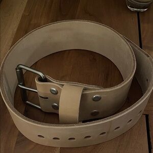 Leather Men's Weight Lifting Belt in Natural Tan - Dominion Strength